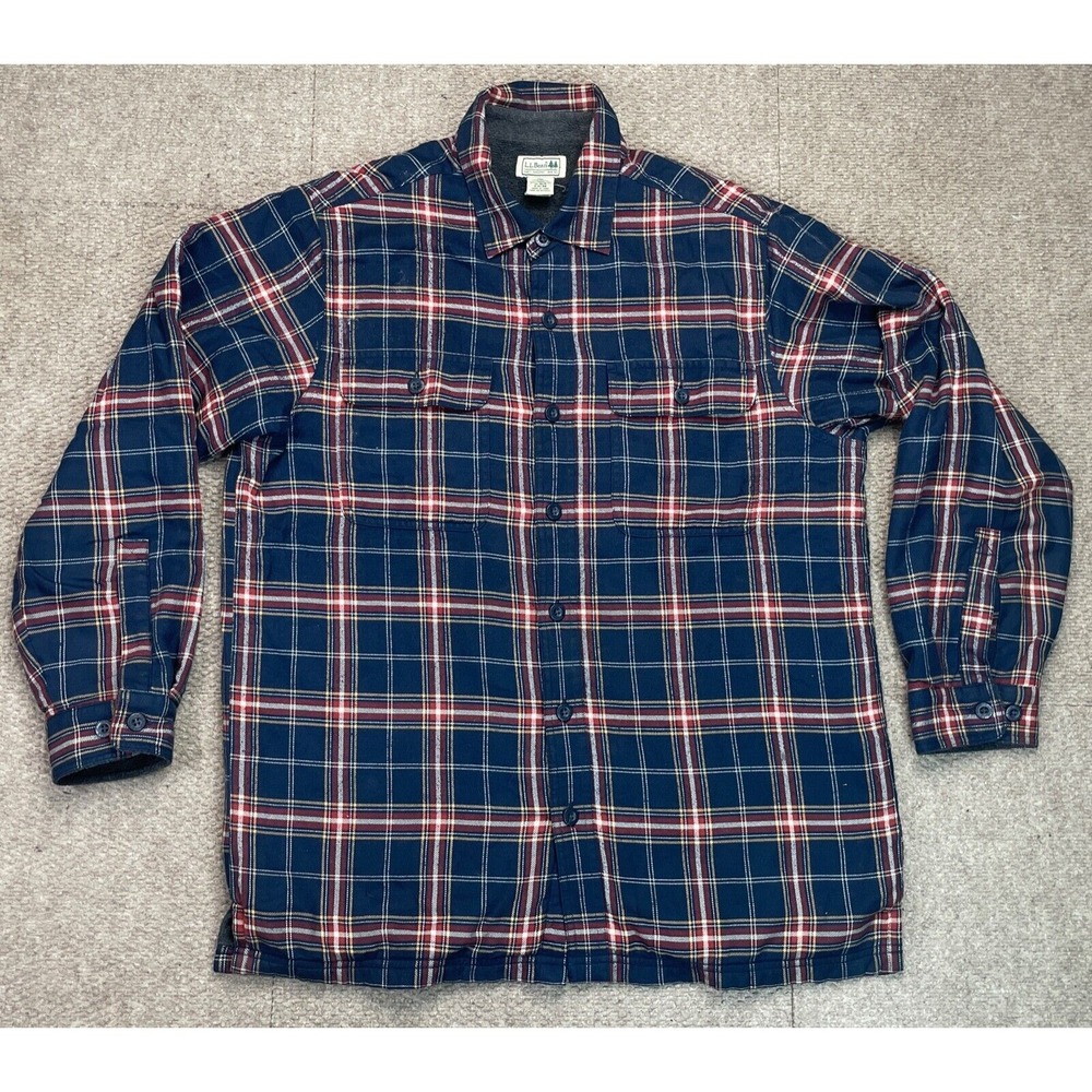 L.L. Bean Vintage Men's‎ Flannel Long Sleeve Insulated Shirt Jacket Size M